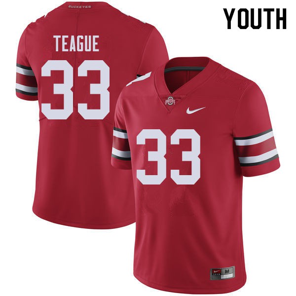 Ohio State Buckeyes #33 Master Teague Youth NCAA Jersey Red